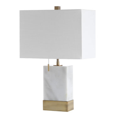 Trevor 22.5" Marble/Iron Gold Modern Console LED Table Lamp - JONATHAN Y